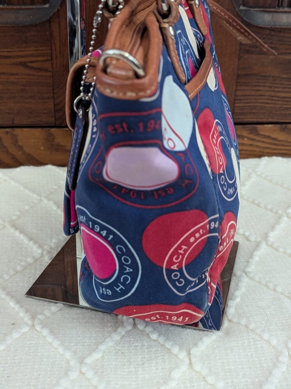 Coach Polka Dot Leah Small Tote - Picture 5 of 13